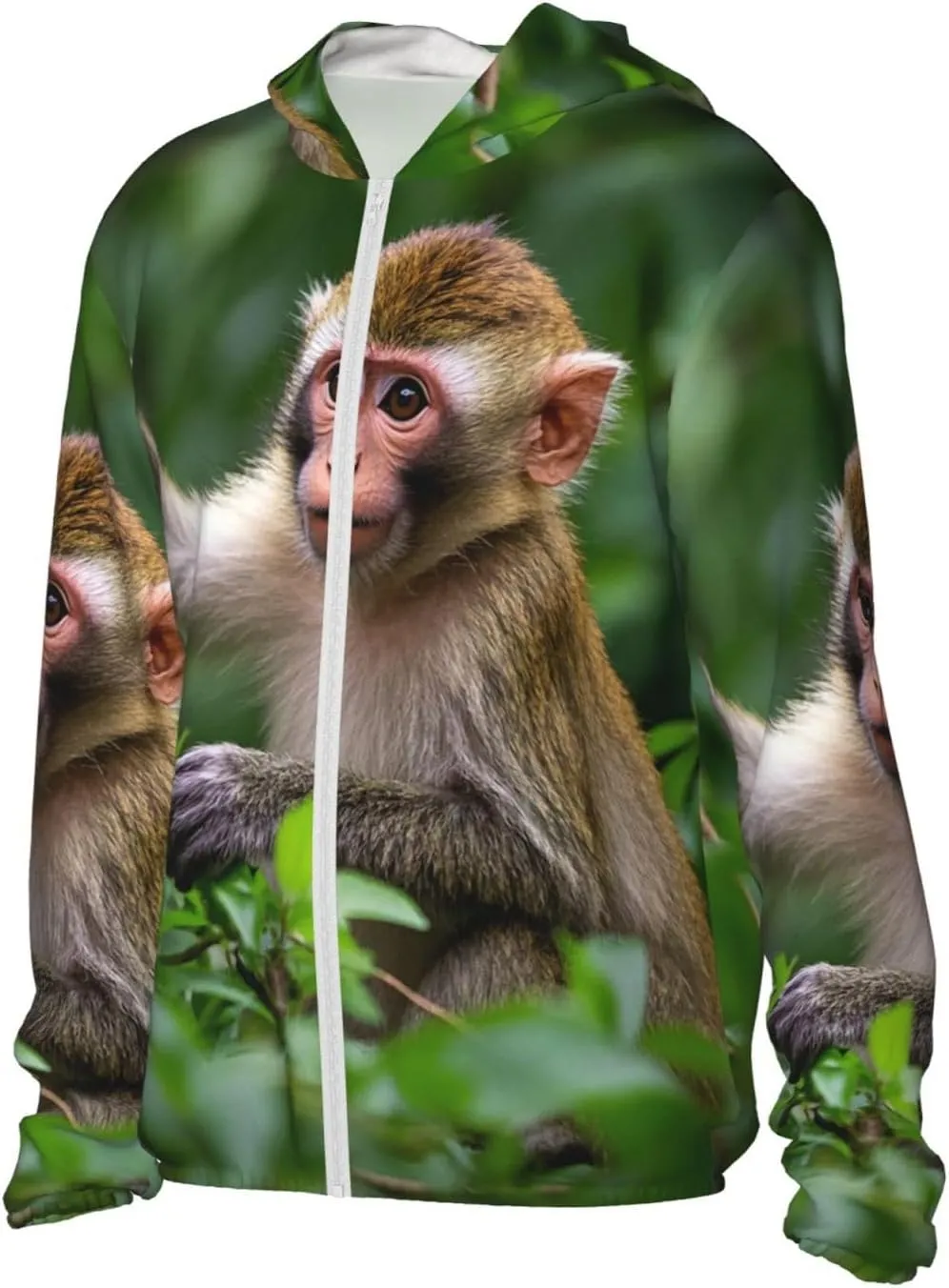 UPF 50  Naughty monkey Sun Protection Hoodie Lightweight Jacket Full Zip Long Sleeve Sun Shirt
