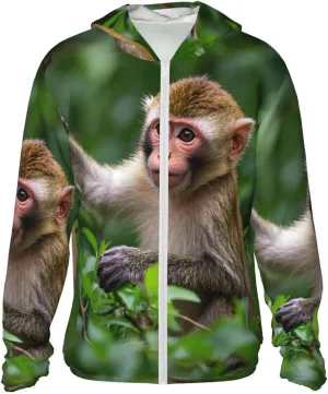 UPF 50  Naughty monkey Sun Protection Hoodie Lightweight Jacket Full Zip Long Sleeve Sun Shirt