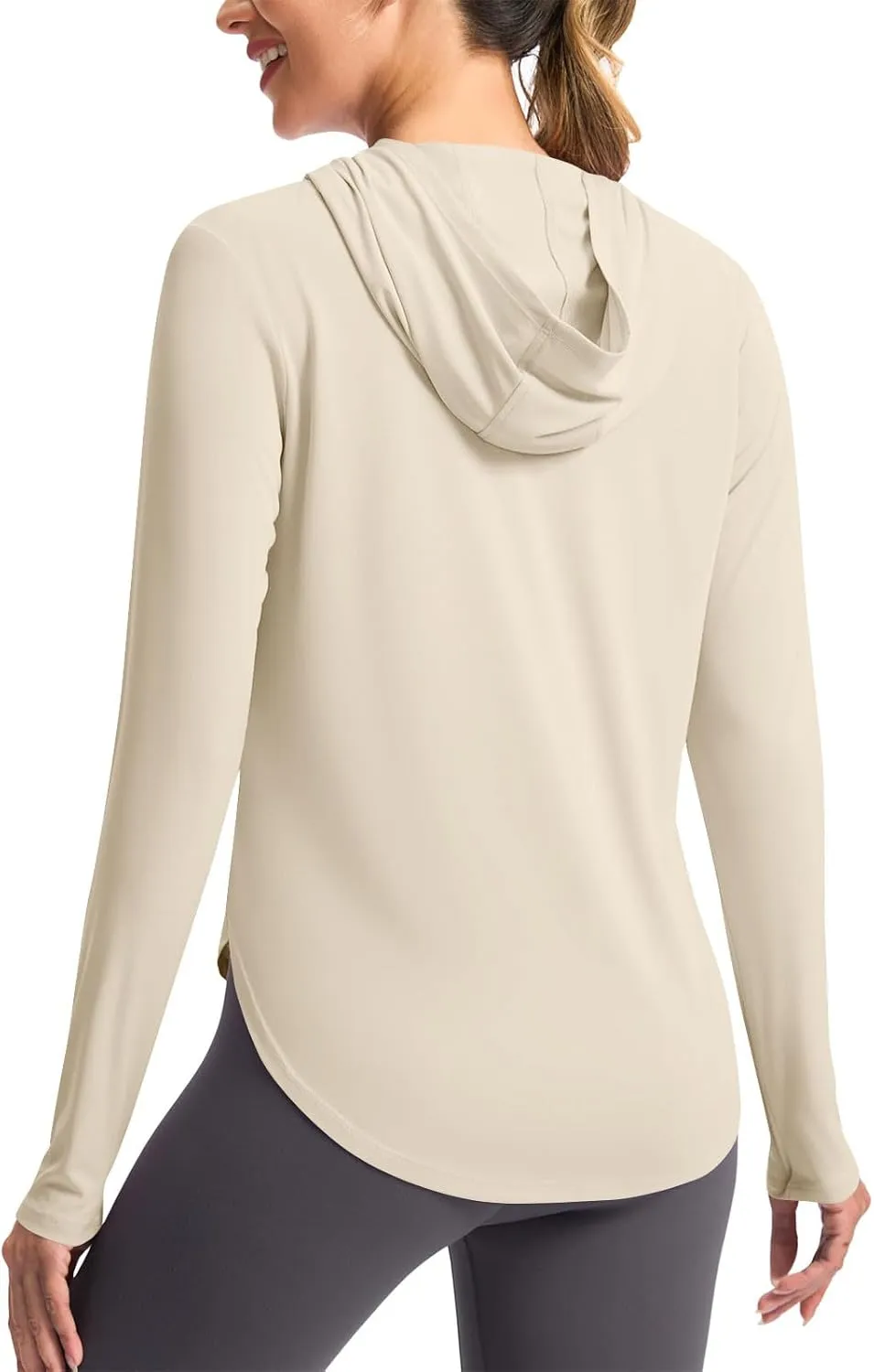 UPF 50  Women's Sun Shirt UV Protection Hoodie Lightweight Breathable Long Sleeve Outdoor Rash Guard Hooded T-Shirt