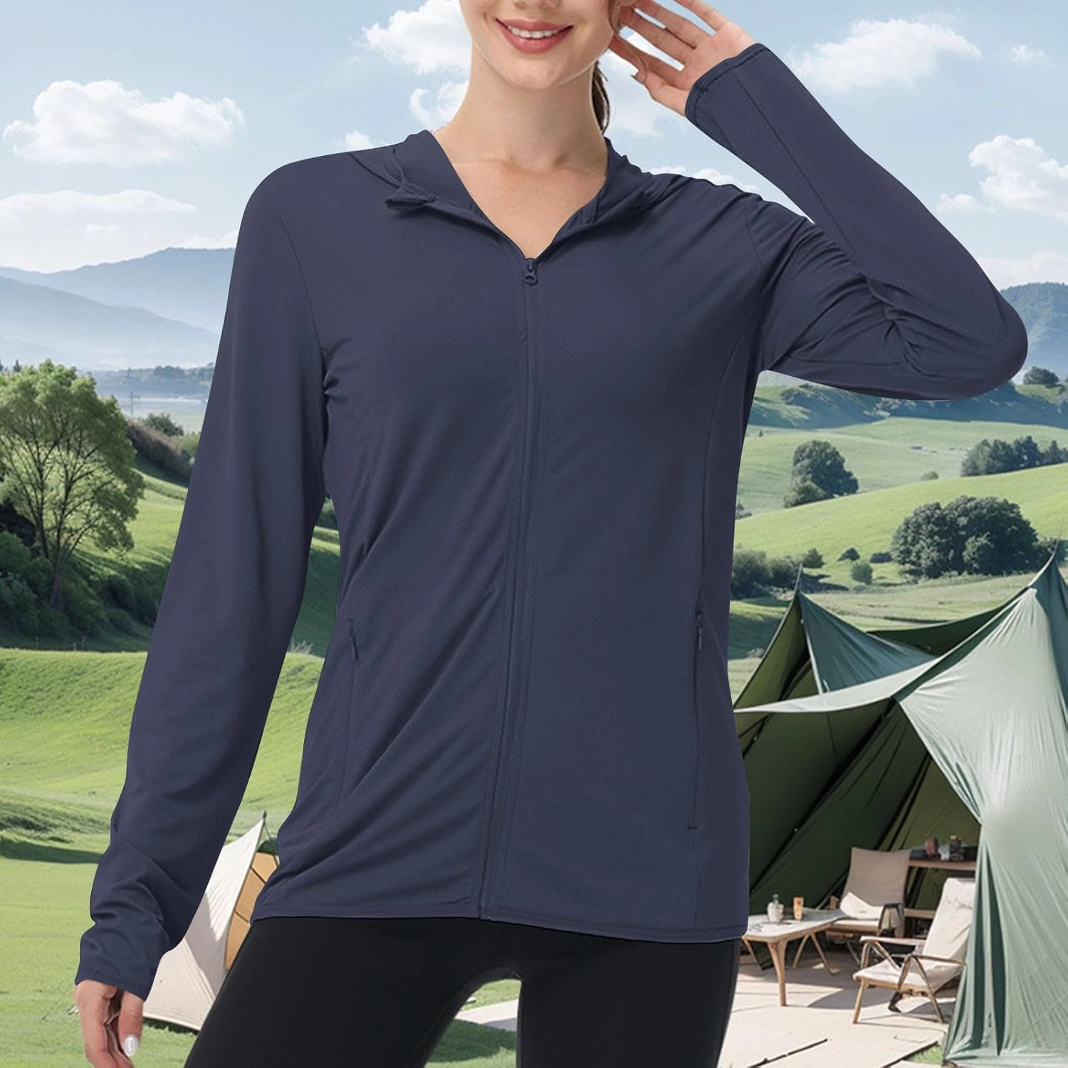 UPF 50 Long Sleeve Women Full Zipper Jacket Lightweight Summer Athletic Sports Jackets Outerwear Sun Protection Tees