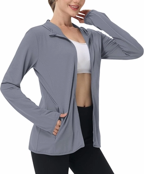 UPF 50 Long Sleeve Women Full Zipper Jacket Lightweight Summer Athletic Sports Jackets Outerwear Sun Protection Tees