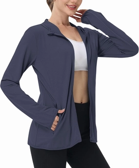 UPF 50 Long Sleeve Women Full Zipper Jacket Lightweight Summer Athletic Sports Jackets Outerwear Sun Protection Tees