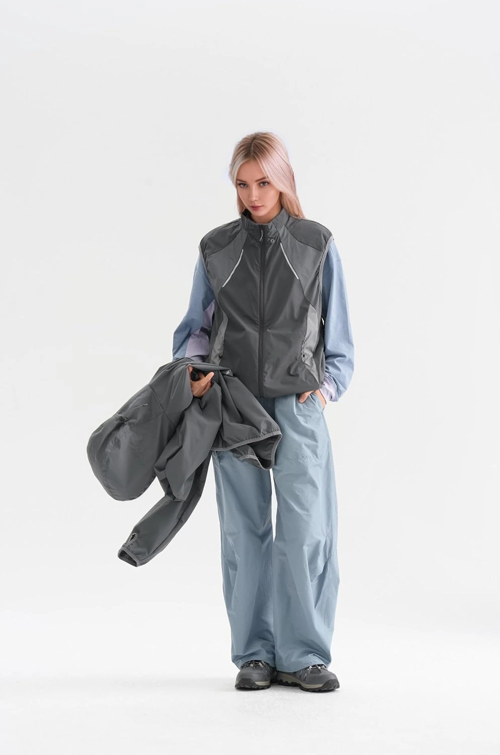 UPF 50  Unisex Lightweight Sun Hoodie with Reflective Strips for Hiking/Cycling/Urban Commuter