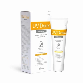 UV Doux SPF 50 PA    Mineral Based Sunscreen Gel | Tinted & Water Resistant | UVA/UVB Protection, For Men,Women & Children- 50g