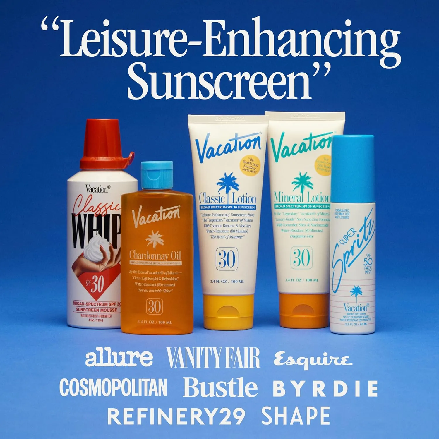 Vacation Classic Sunscreen Lotion SPF 50 & Air Freshener Bundle, Water-Resistant, Lightweight, Transparent on All Skin Tones, Dermatologist-Tested, Vegan, Travel Size, 3.4 Fl. Oz.