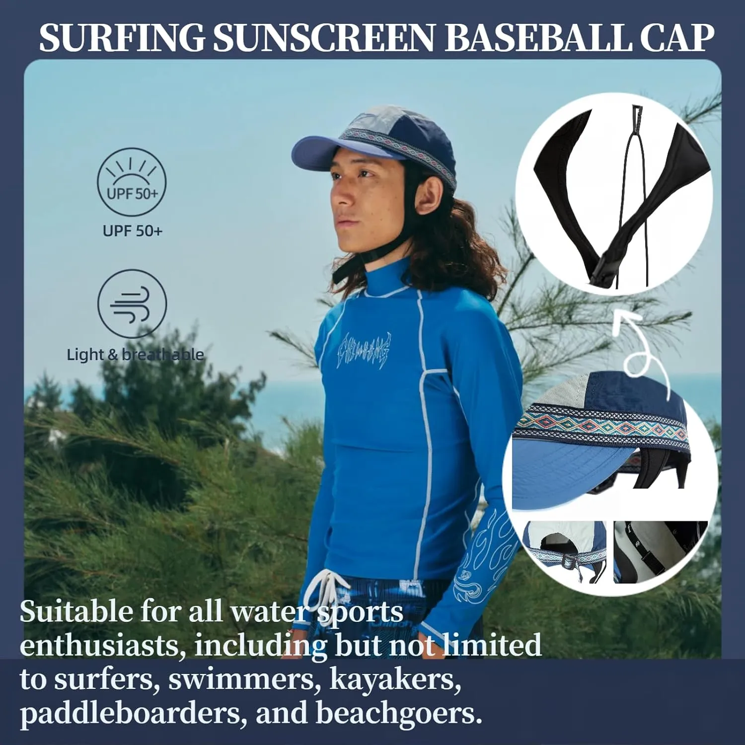 Vintage American-Style Sports Sunscreen Baseball Cap, Outdoor Camping Sunshade Waterproof and Non-Slip Surfing hat