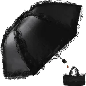 Vintage Lace Parasol Gothic Lolita Umbrella UV Sun Protection Witch Cosplay Photoshoot Props Party Decoration