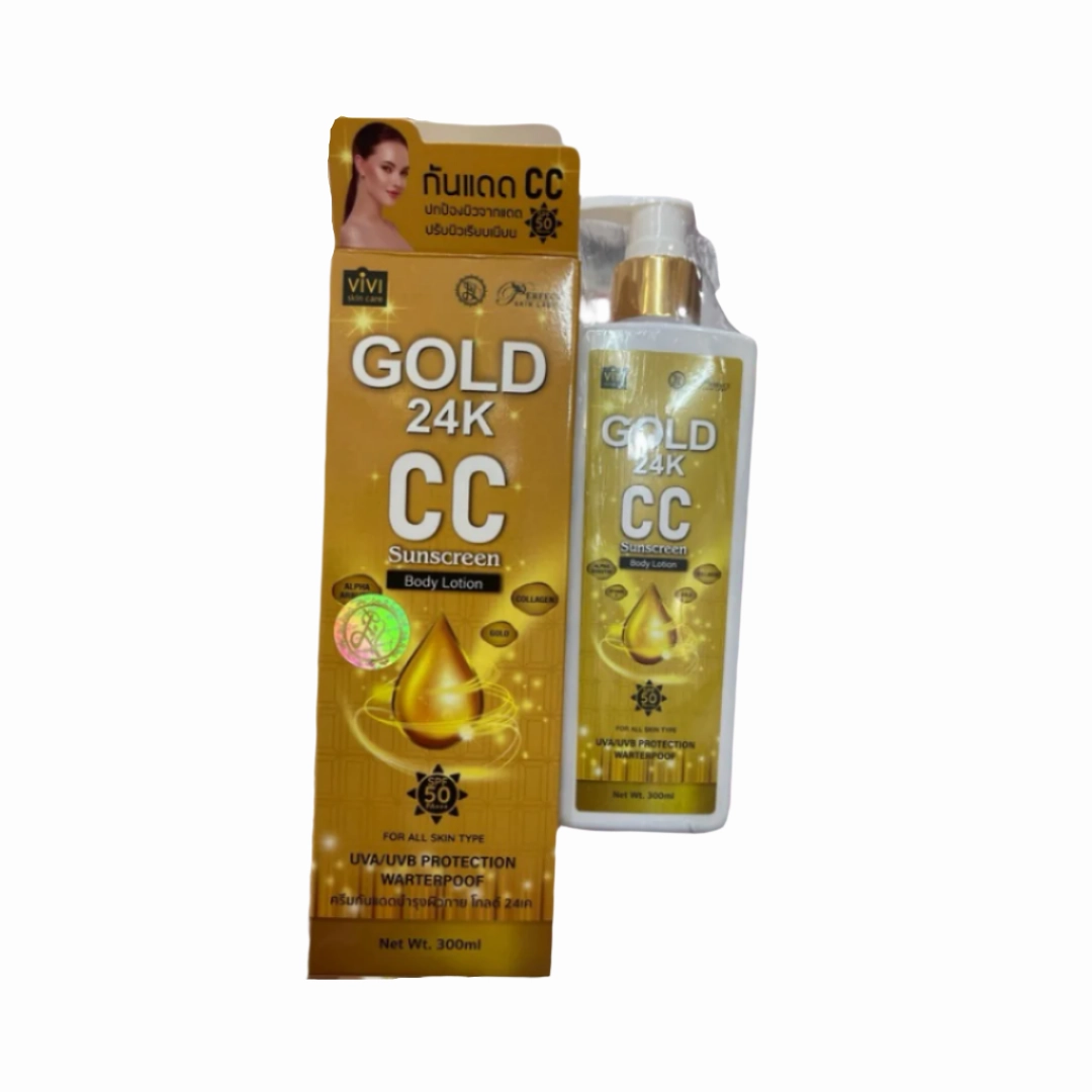 Vivi Skin Care Gold 24k CC Sunscreen Body Lotion (UVA/UVB) by Perfect Skin Lady Net Wt. 300ml