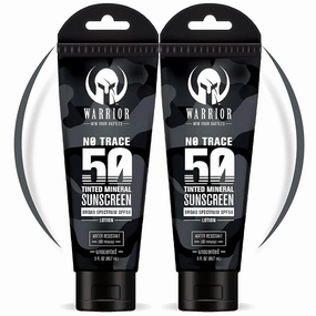 WARRIOR - WIN YOUR BATTLES- SPF 50 Tinted Sunscreen for Face - Zinc & Titanium Tinted Moisturizer with SPF - Water Resistant, Non-Toxic Tinted Sunscreen Lotion for Sensitive Skin - 3 Fl Oz - Pack of 2