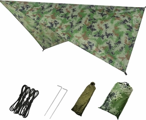 Waterproof Sunscreen, Single Layer Multi Function Hammock Shade Sun Prevent Rain with 4 Wind Rope for Camping Picnic