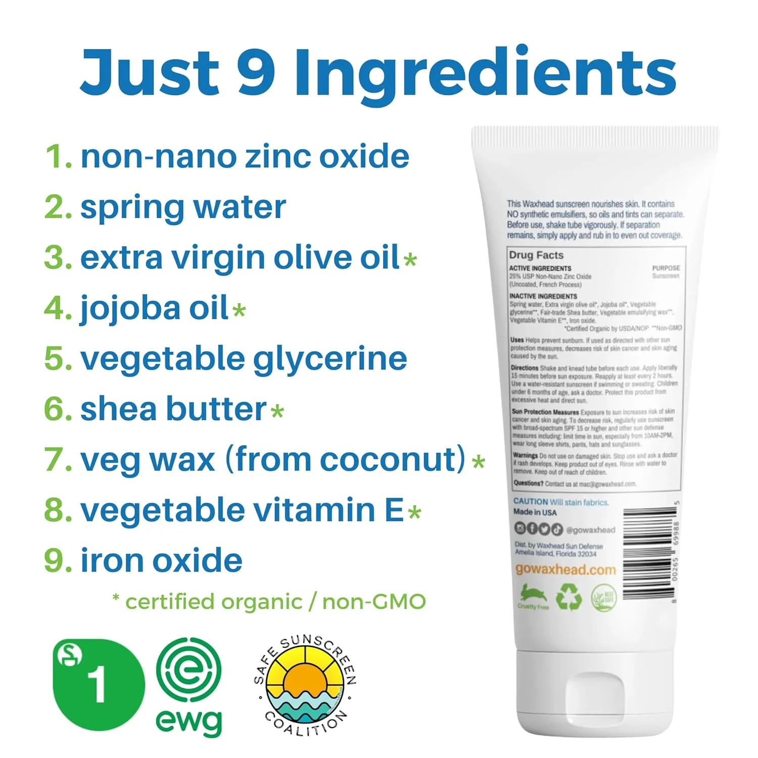 Waxhead Tinted Zinc Oxide Sunscreen For Face - Non-Toxic Mineral Sunscreen For Face, Facial BB Cream Tinted Moisturizer With SPF 31, Protector Solar Para la Cara con Color (Sheer Glow Medium Tint 4oz)