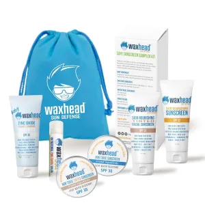 Waxhead Travel Size Sunscreen Sampler Box - Non-Nano Zinc Oxide, Coral Reef Safe, Biodegradable Sunblock SPF 30. Zinc Lip Balm, Solid Mini Paste Tins (.5oz) Tinted, Baby   Everyday (1oz) in Canvas Bag