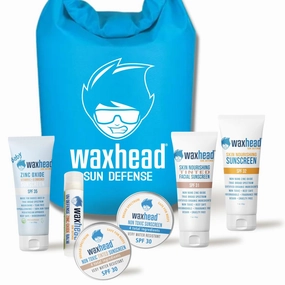 Waxhead Travel Size Sunscreen Sampler Box - Non-Nano Zinc Oxide Coral Reef Safe, Eco Biodegradable Sunblock SPF 30. Zinc Lip Balm, Solid Mini Paste Tins (.5oz) Tinted, Baby   Everyday (1oz) in Dry Bag