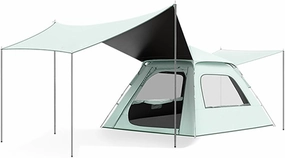 WHYATT Camping Tent, Instant Tent with Canopy Tarp, Waterproof Pop up Tent for Camping，2 in 1 Canopy Tent, Easy Set up