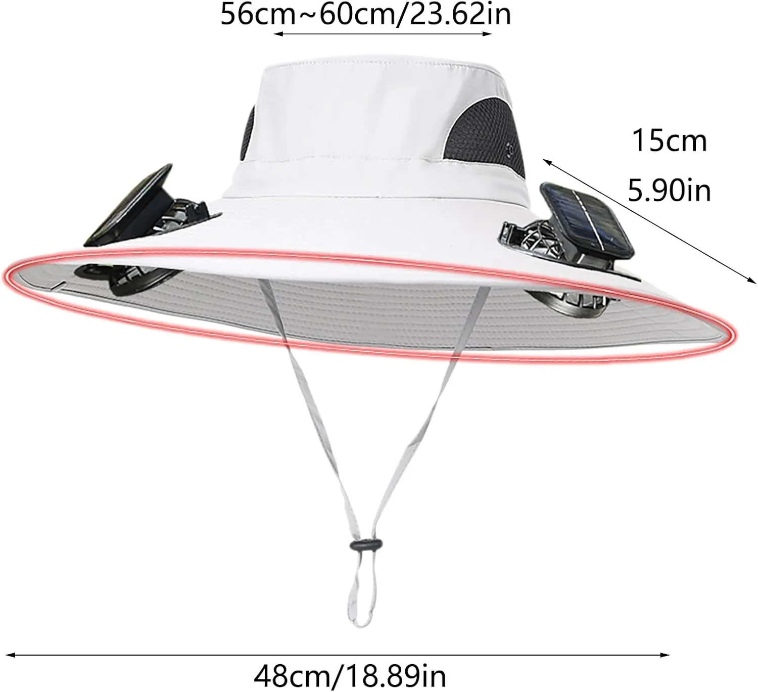 Wide Brim Bucket Hat for Men Women Breathable Sun Hat with 2 Solar Fan USB Charging Hiking Camping Fishing Hat 2025