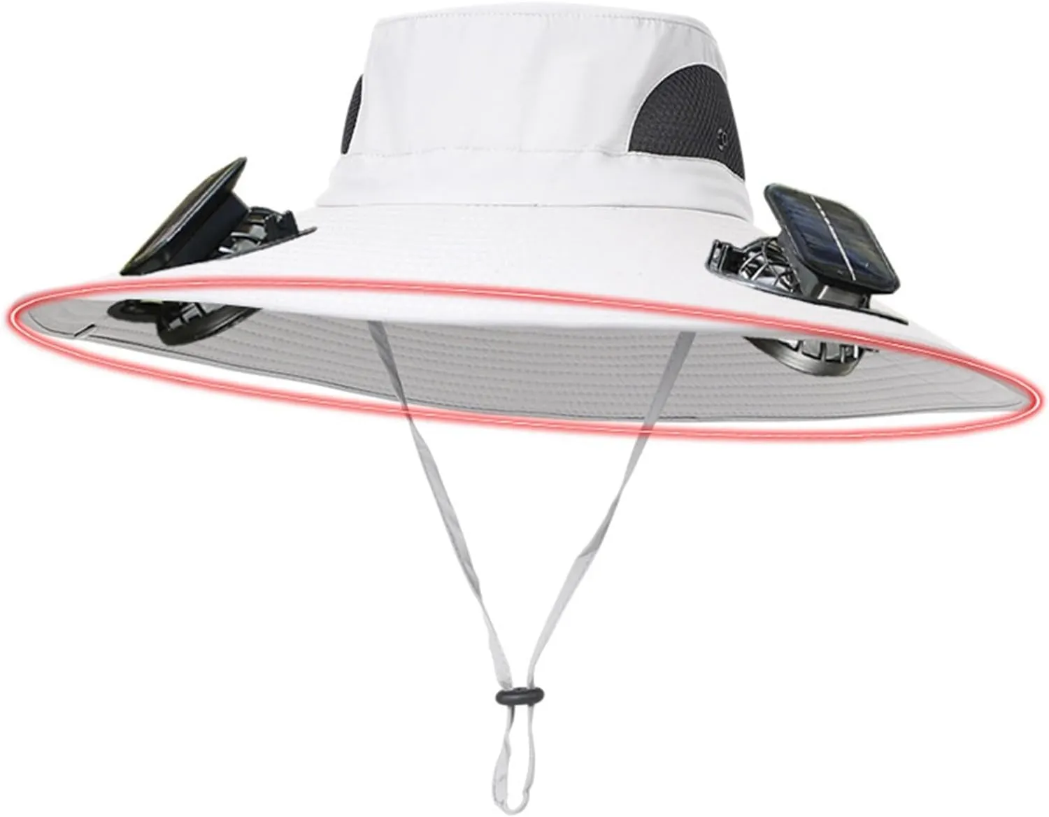 Wide Brim Bucket Hat for Men Women Breathable Sun Hat with 2 Solar Fan USB Charging Hiking Camping Fishing Hat 2025