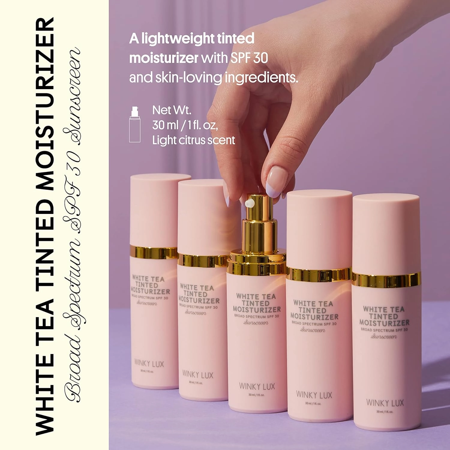 Winky Lux Deep Plus Tinted Face Moisturizer with SPF 30, White Tea, Vitamin E Sunscreen
