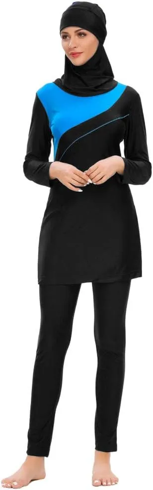 Women Modest Muslim Swimsuit Full Coverage Swimwear Islamic Hijab Ladies Beachwear Swimming Burkini Swim Suit