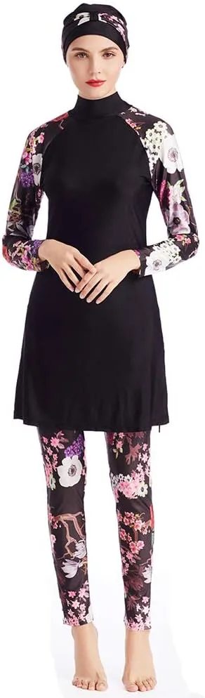Women Modest Muslim Swimsuit Full Coverage Swimwear Islamic Hijab Ladies Beachwear Swimming Burkini Swim Suit