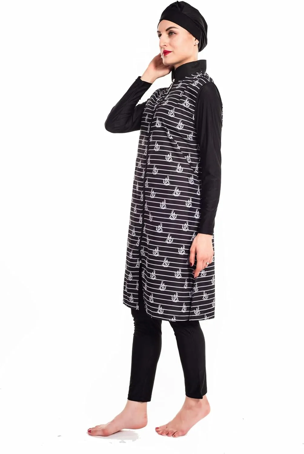Women Modest Muslim Swimsuit Full Coverage Swimwear Islamic Hijab Ladies Beachwear Swimming Burkini Swim Suit
