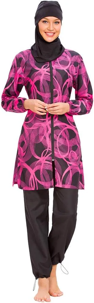 Women Modest Muslim Swimsuit Full Coverage Swimwear Islamic Hijab Ladies Beachwear Swimming Burkini Swim Suit