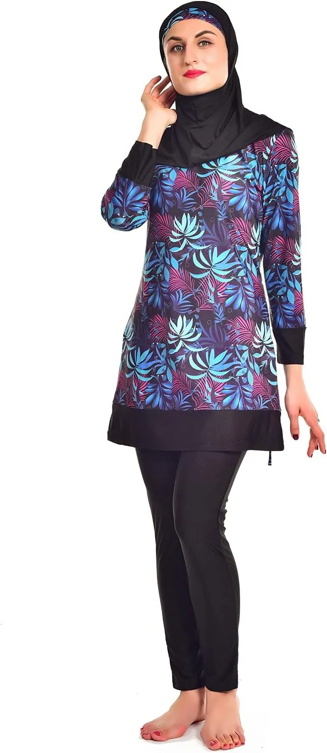 Women Modest Muslim Swimsuit Full Coverage Swimwear Islamic Hijab Ladies Beachwear Swimming Burkini Swim Suit