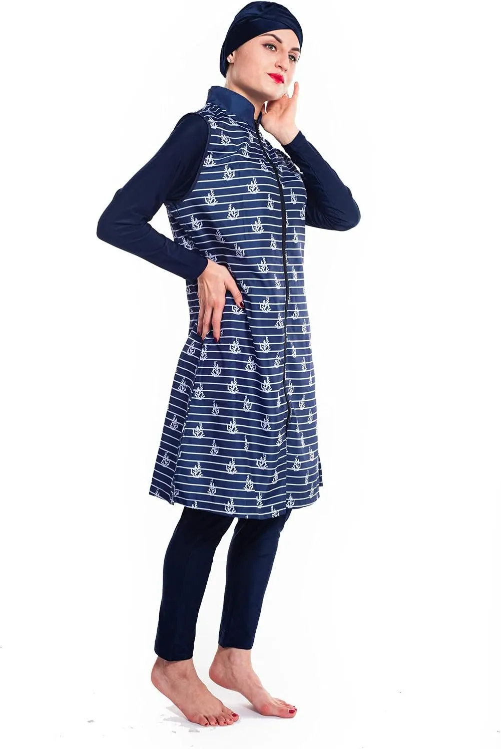 Women Modest Muslim Swimsuit Full Coverage Swimwear Islamic Hijab Ladies Beachwear Swimming Burkini Swim Suit
