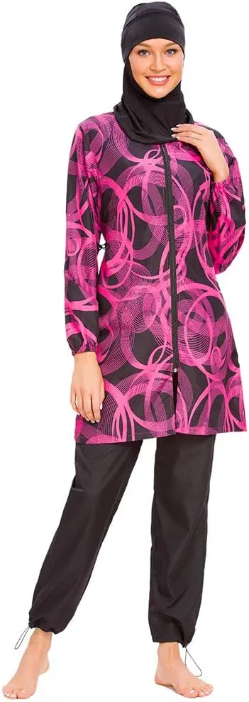 Women Modest Muslim Swimsuit Full Coverage Swimwear Islamic Hijab Ladies Beachwear Swimming Burkini Swim Suit