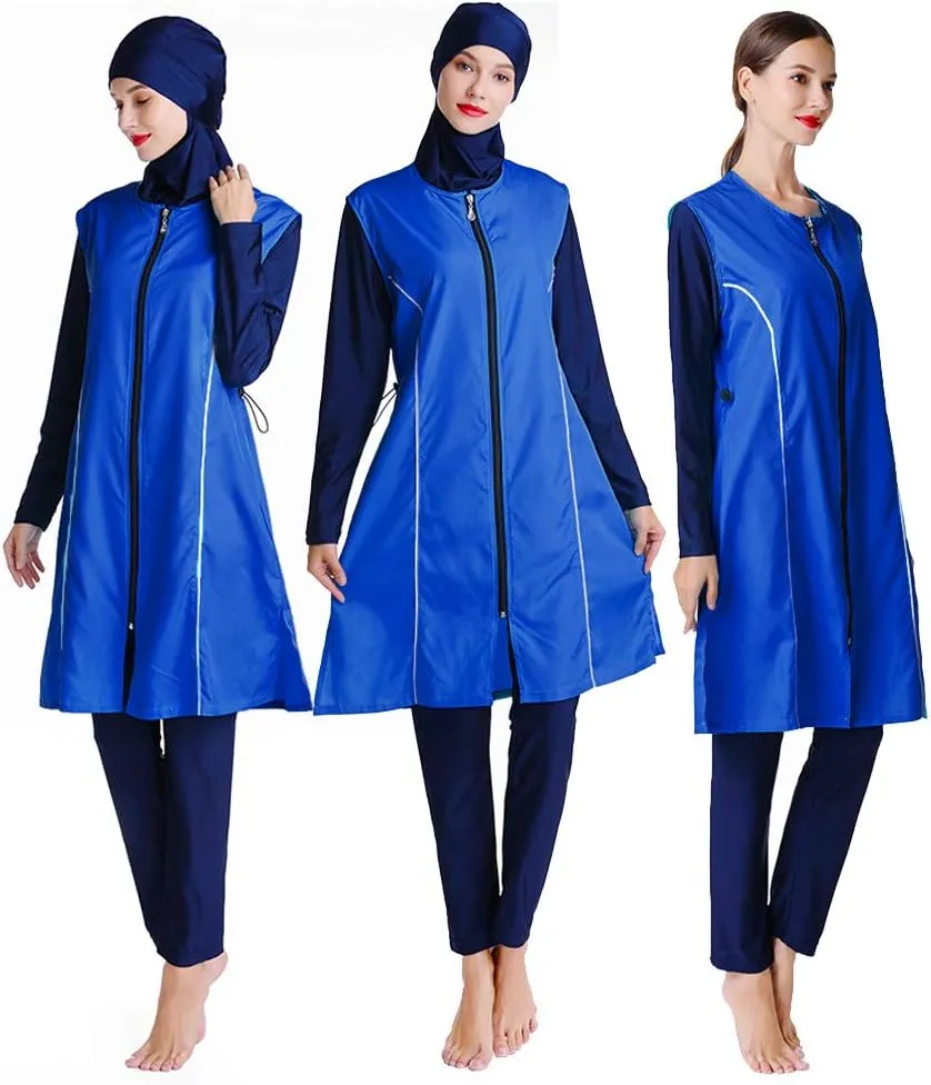 Women Modest Muslim Swimsuit Full Coverage Swimwear Islamic Hijab Ladies Beachwear Swimming Burkini Swim Suit