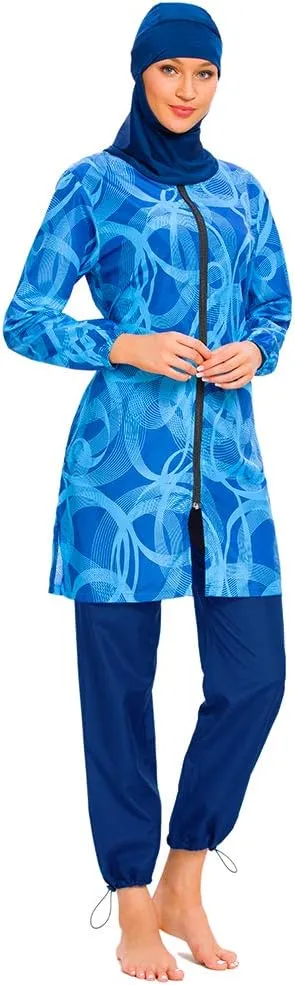 Women Modest Muslim Swimsuit Full Coverage Swimwear Islamic Hijab Ladies Beachwear Swimming Burkini Swim Suit