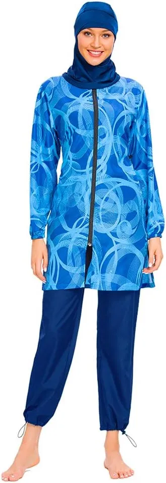 Women Modest Muslim Swimsuit Full Coverage Swimwear Islamic Hijab Ladies Beachwear Swimming Burkini Swim Suit