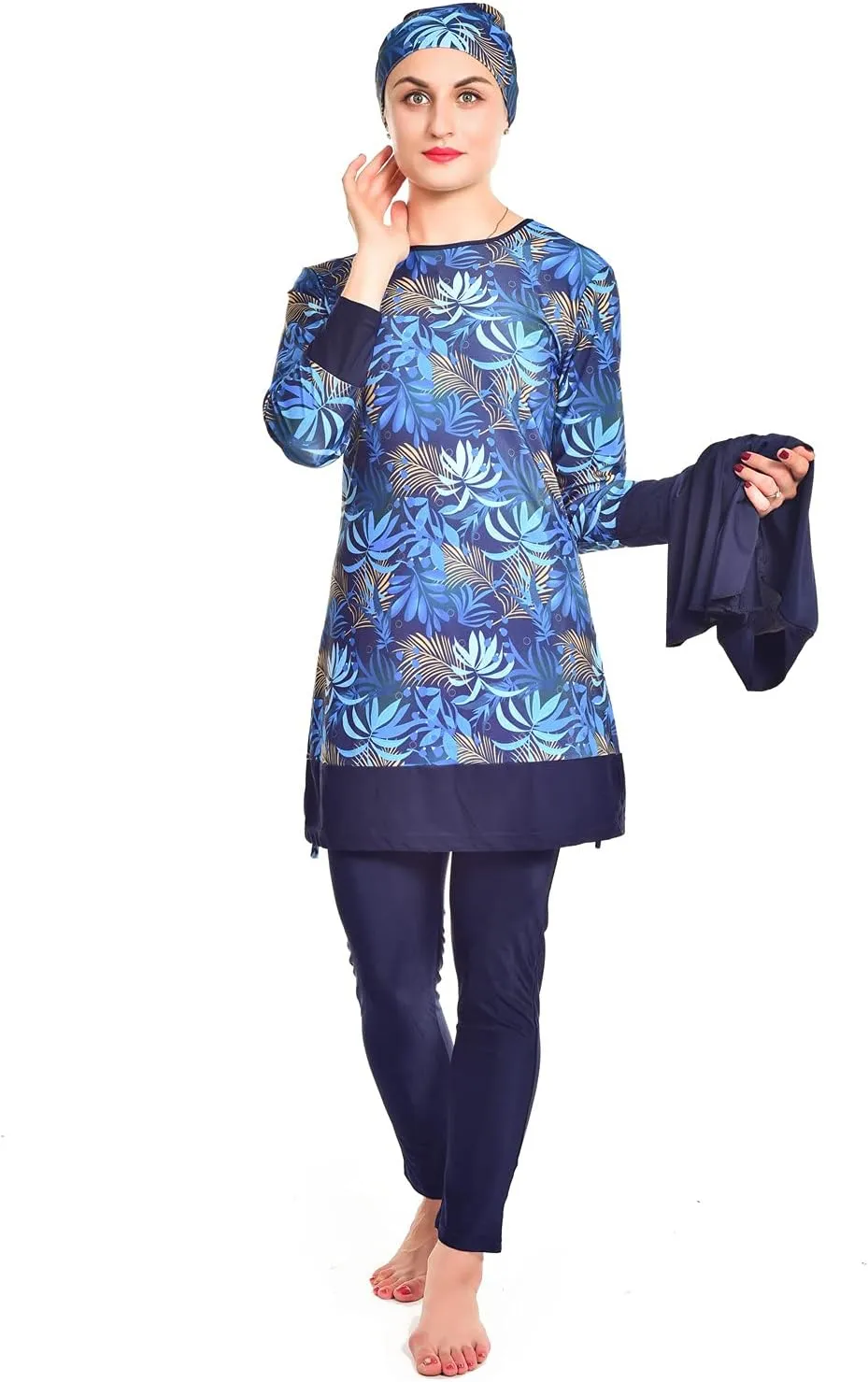 Women Modest Muslim Swimsuit Full Coverage Swimwear Islamic Hijab Ladies Beachwear Swimming Burkini Swim Suit