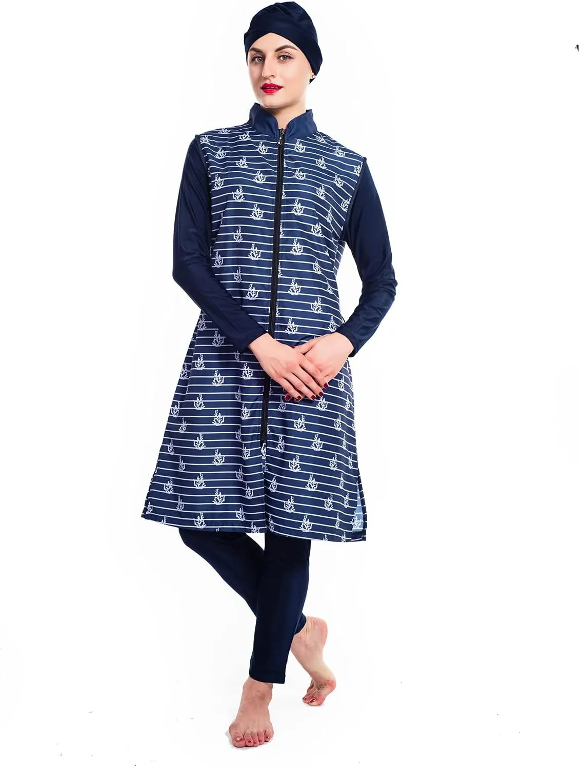 Women Modest Muslim Swimsuit Full Coverage Swimwear Islamic Hijab Ladies Beachwear Swimming Burkini Swim Suit