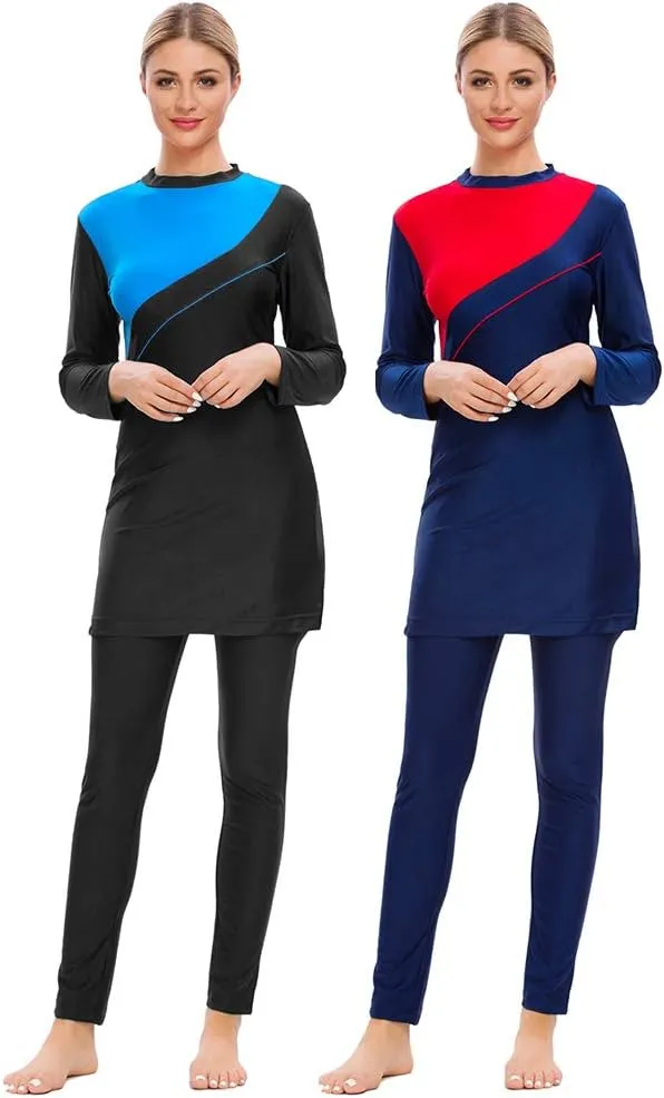 Women Modest Muslim Swimsuit Full Coverage Swimwear Islamic Hijab Ladies Beachwear Swimming Burkini Swim Suit