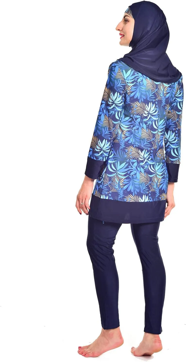 Women Modest Muslim Swimsuit Full Coverage Swimwear Islamic Hijab Ladies Beachwear Swimming Burkini Swim Suit