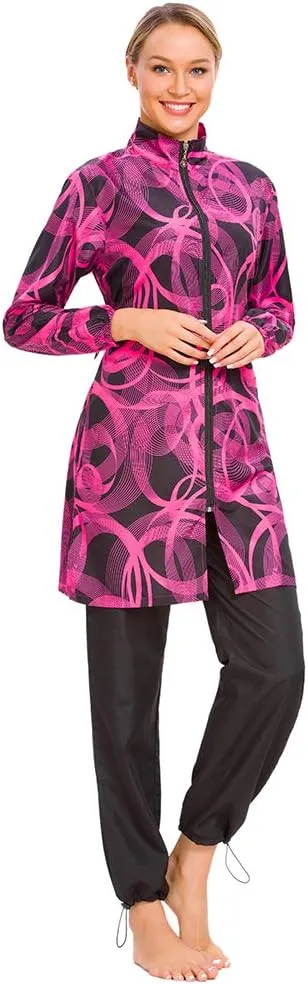 Women Modest Muslim Swimsuit Full Coverage Swimwear Islamic Hijab Ladies Beachwear Swimming Burkini Swim Suit