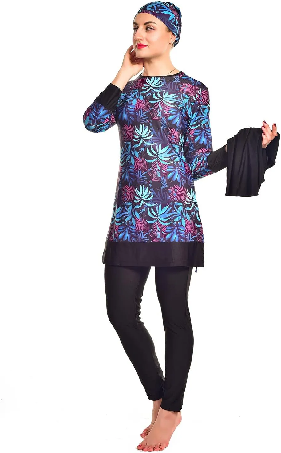 Women Modest Muslim Swimsuit Full Coverage Swimwear Islamic Hijab Ladies Beachwear Swimming Burkini Swim Suit