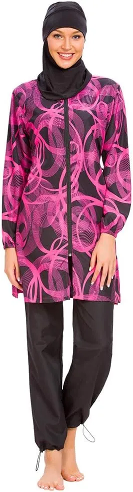 Women Modest Muslim Swimsuit Full Coverage Swimwear Islamic Hijab Ladies Beachwear Swimming Burkini Swim Suit