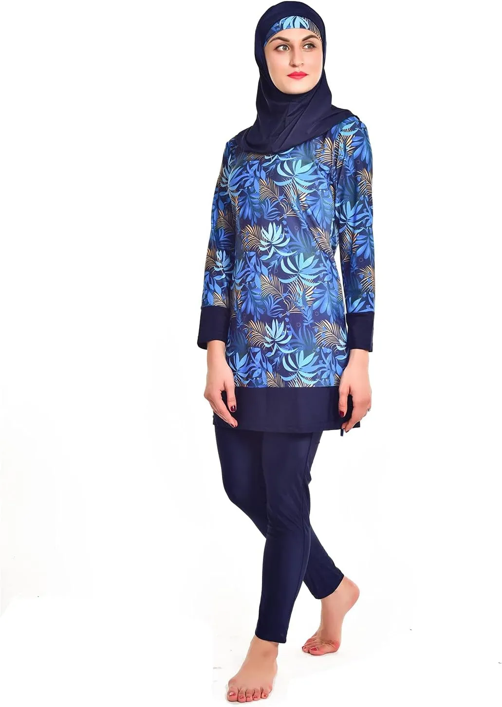 Women Modest Muslim Swimsuit Full Coverage Swimwear Islamic Hijab Ladies Beachwear Swimming Burkini Swim Suit