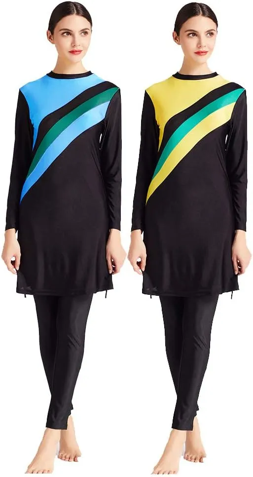 Women Modest Muslim Swimsuit Full Coverage Swimwear Islamic Hijab Ladies Beachwear Swimming Burkini Swim Suit