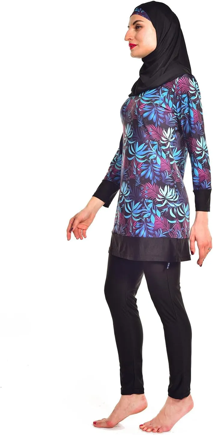 Women Modest Muslim Swimsuit Full Coverage Swimwear Islamic Hijab Ladies Beachwear Swimming Burkini Swim Suit
