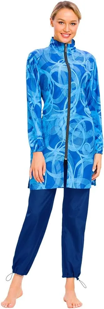 Women Modest Muslim Swimsuit Full Coverage Swimwear Islamic Hijab Ladies Beachwear Swimming Burkini Swim Suit