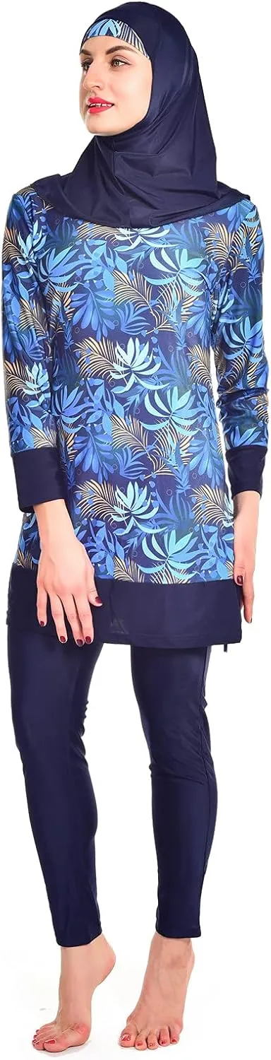 Women Modest Muslim Swimsuit Full Coverage Swimwear Islamic Hijab Ladies Beachwear Swimming Burkini Swim Suit