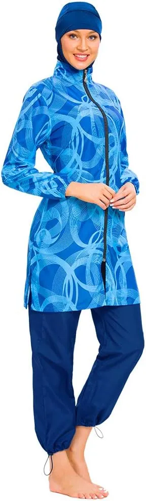 Women Modest Muslim Swimsuit Full Coverage Swimwear Islamic Hijab Ladies Beachwear Swimming Burkini Swim Suit