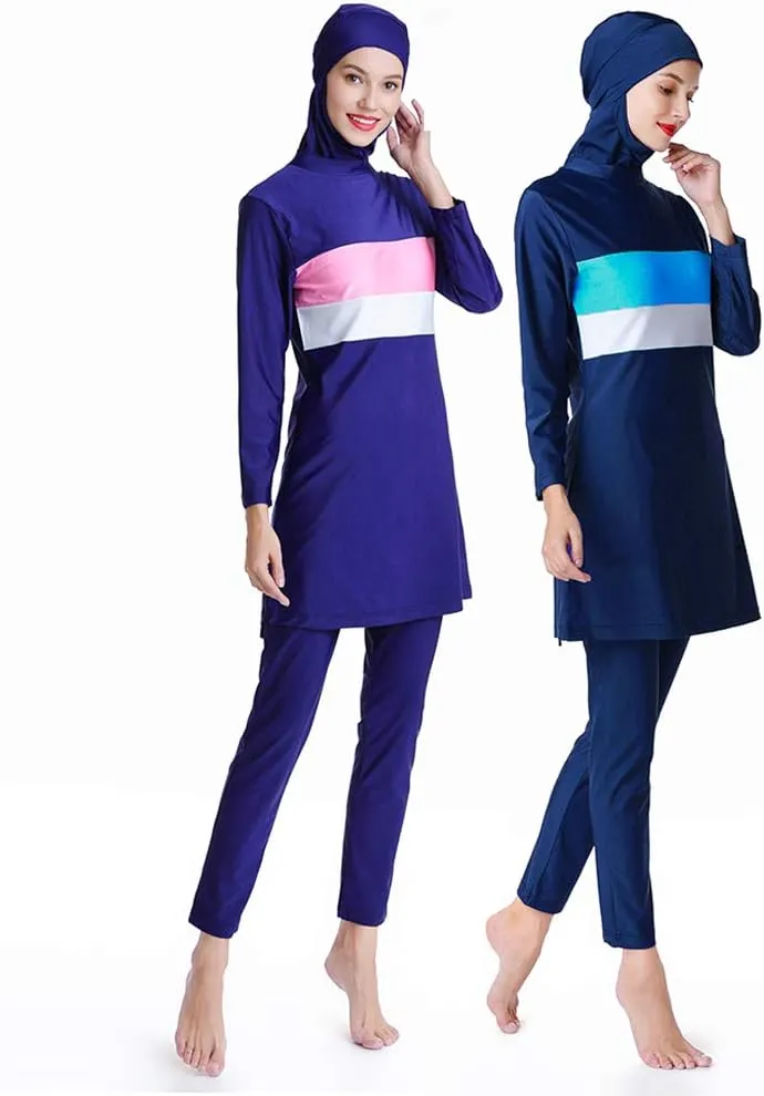 Women Modest Muslim Swimsuit Full Coverage Swimwear Islamic Hijab Ladies Beachwear Swimming Burkini Swim Suit
