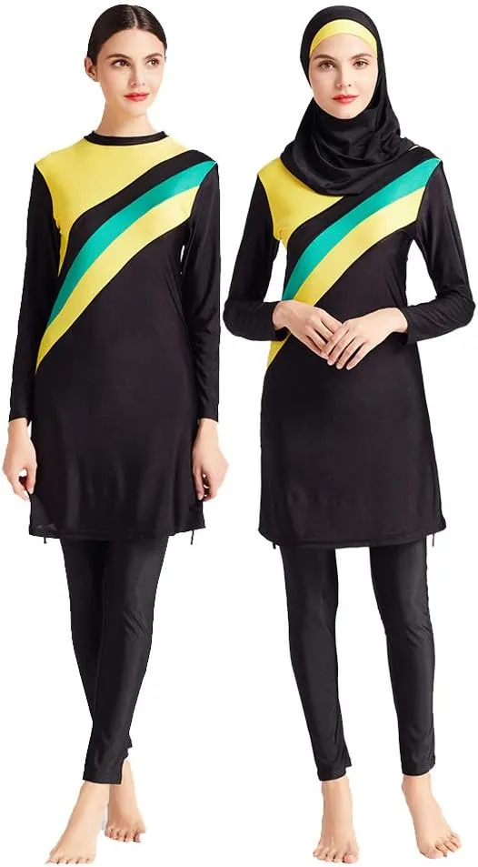 Women Modest Muslim Swimsuit Full Coverage Swimwear Islamic Hijab Ladies Beachwear Swimming Burkini Swim Suit