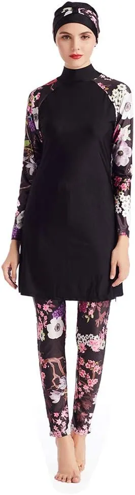 Women Modest Muslim Swimsuit Full Coverage Swimwear Islamic Hijab Ladies Beachwear Swimming Burkini Swim Suit