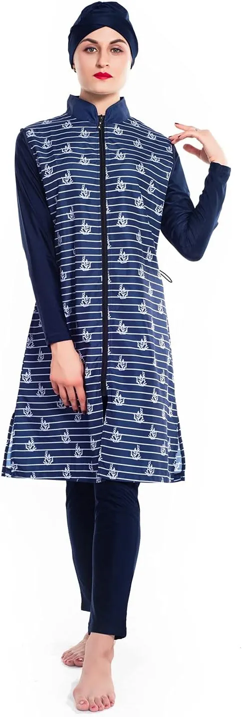 Women Modest Muslim Swimsuit Full Coverage Swimwear Islamic Hijab Ladies Beachwear Swimming Burkini Swim Suit