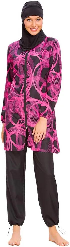 Women Modest Muslim Swimsuit Full Coverage Swimwear Islamic Hijab Ladies Beachwear Swimming Burkini Swim Suit