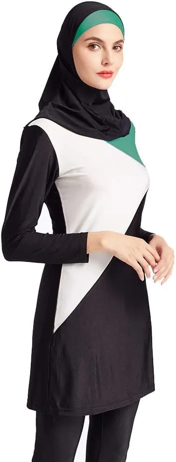 Women Modest Muslim Swimsuit Full Coverage Swimwear Islamic Hijab Ladies Beachwear Swimming Burkini Swim Suit